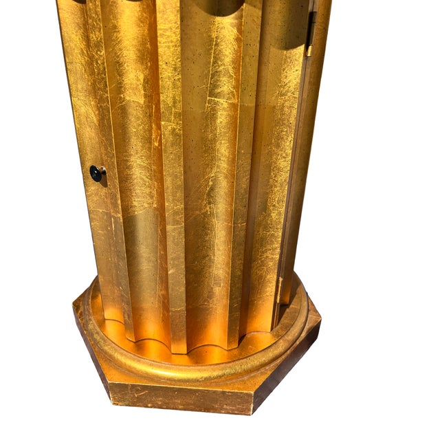 Traditional Vintage Marble Top Column Drum Style Table in Gold For Sale - Image 3 of 6