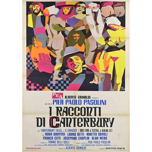 Vintage Cubist Nude The Canterbury Tales Poster, 1970s For Sale