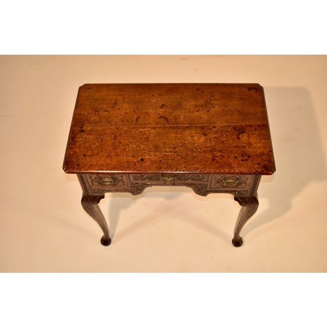 Early 18th Century English Oak Carved Lowboy For Sale - Image 11 of 12