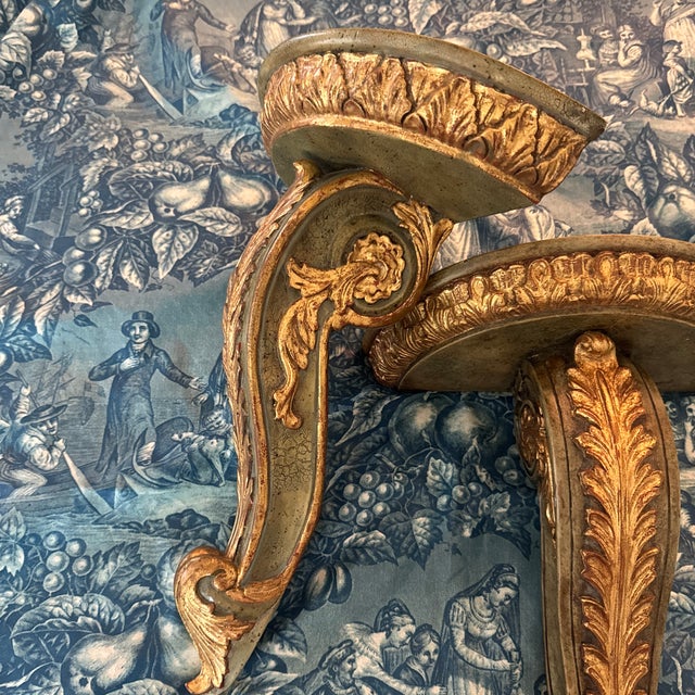 Asparagus Maitland Smith Florentine Style Shelf Corbel a Pair For Sale - Image 8 of 12