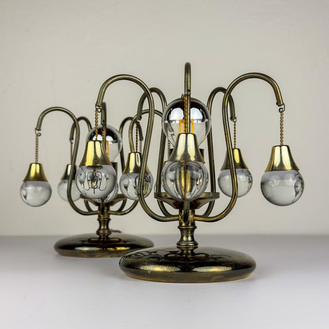 Metal Vintage Murano Table Lamps, 1960s, Set of 2 For Sale - Image 7 of 15