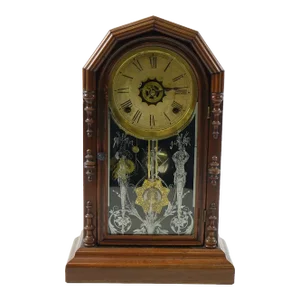 Antique Late 19th Century Wood Mantle Clock