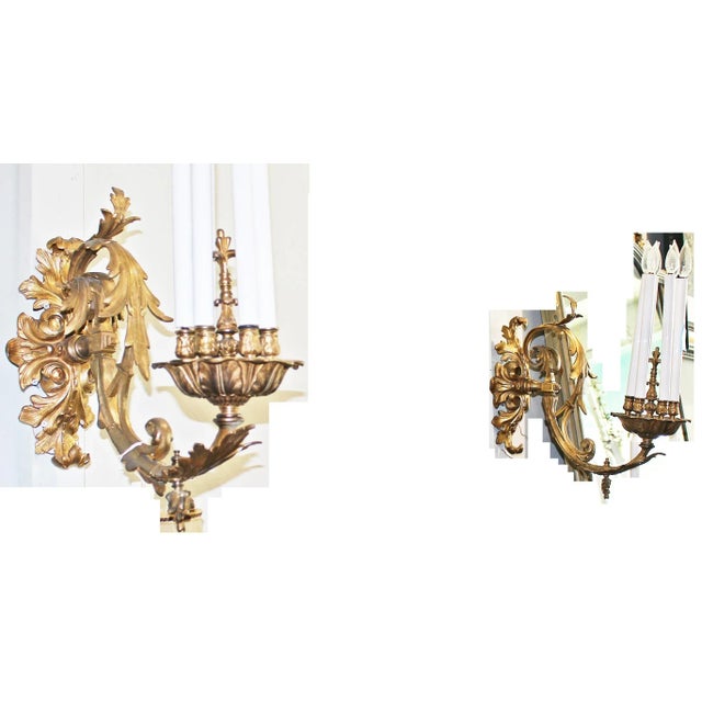 Gold Giant-Scale French Gilt Sconces - A Pair For Sale - Image 8 of 8