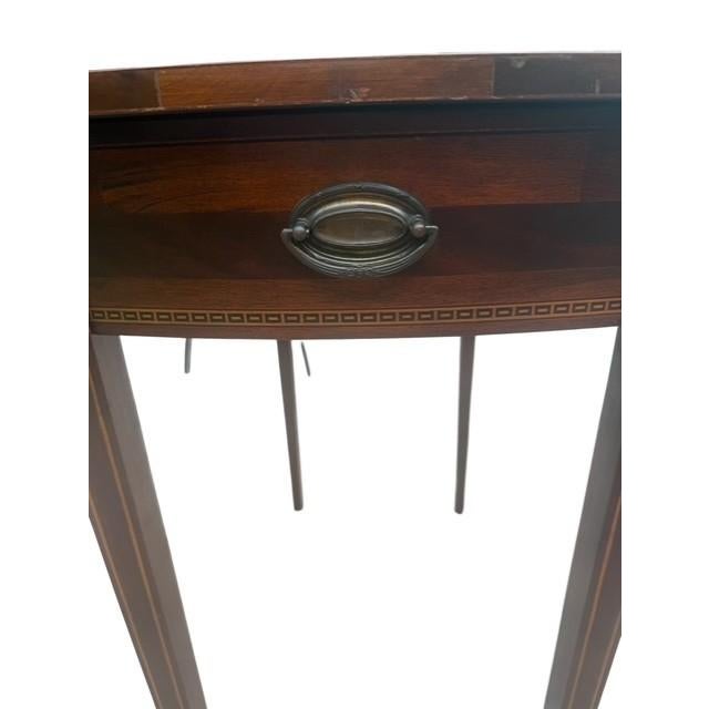 Vintage Mersman Federal Style Mahogany Drop Leaf Accent Table With Drawer For Sale - Image 13 of 15