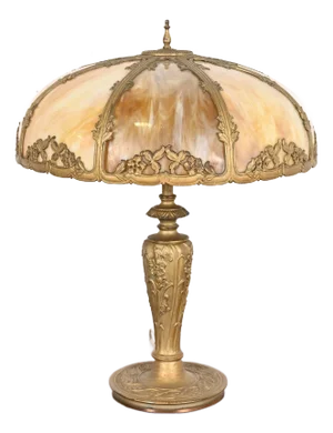Antique Art Nouveau Slag Glass Table Lamp in the Manner of Handel, Circa 1920s