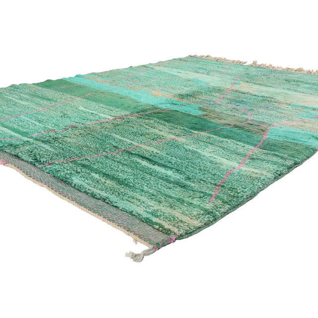 Tribal Green Beni Mrirt Moroccan Rug, 05'09 X 08'04 For Sale - Image 3 of 11