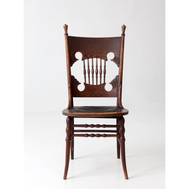 Antique Eastlake Victorian Side Chair With Leather Seat For Sale - Image 10 of 17