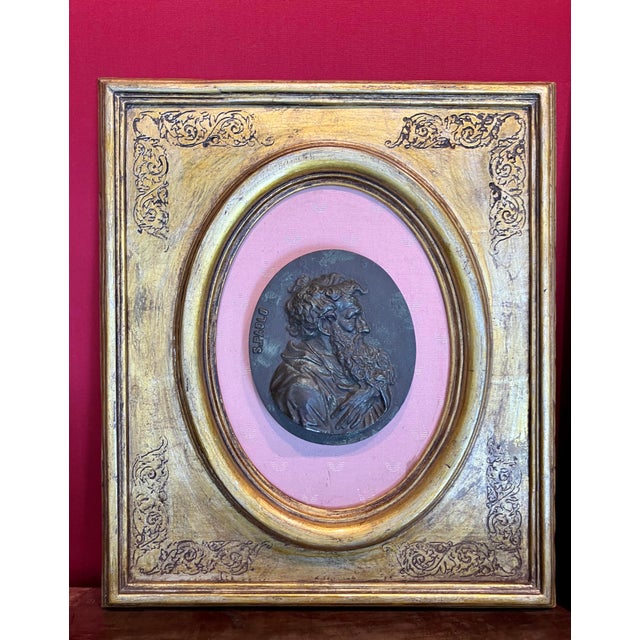 Portrait Medallions of Saints Peter & Paul, Gesso in Gilded Oval Frames, Set of 2 For Sale - Image 10 of 18