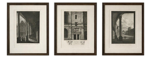Louis-Pierre Baltard, Antique Fontainebleau Architectural Views Triptych, 1803, Prints, Set of 3
