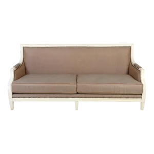 French White Frame Sofa With Beige Upholstery