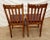 Early 20th Century Antique Oak Side Chairs Set of Two Arts & Crafts Carved Spindle Back Vinyl Seats For Sale - Image 5 of 10