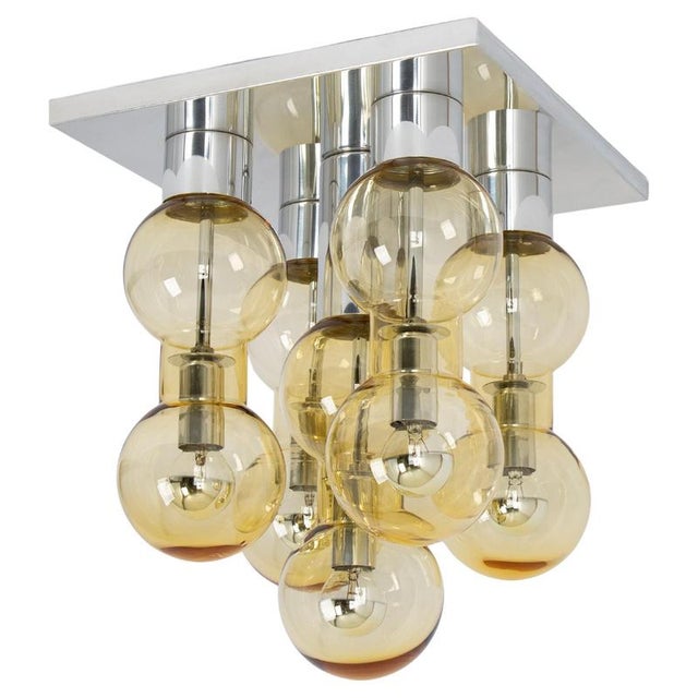 Large Murano Glass Tubes Flushmount Chrome attributed to Doria, Germany, 1960s For Sale - Image 10 of 10