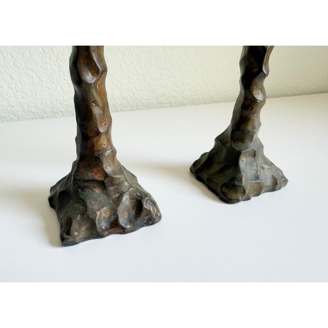 Alberto Giacometti Giacometti Style 19” Cast Bronze Candlesticks, a Pair For Sale - Image 4 of 10