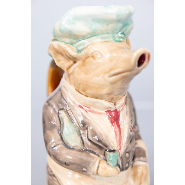 Paint 19th Century French Onnaing Majolica Pig Waiter Pitcher For Sale - Image 7 of 9