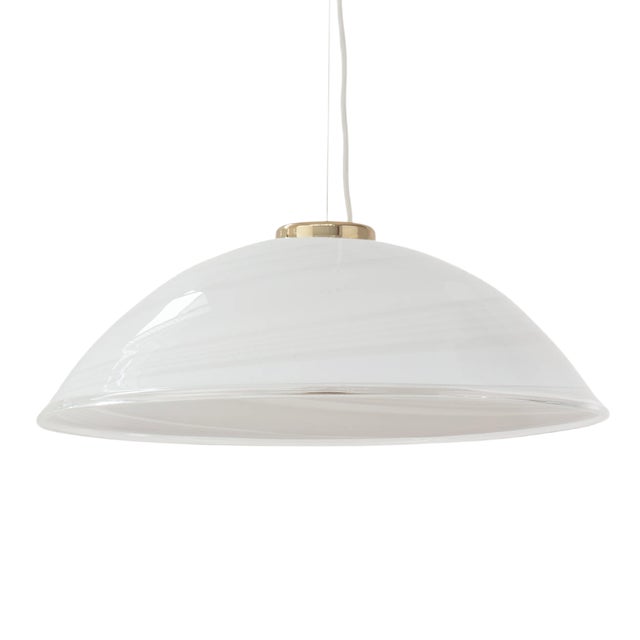 Large White Murano Glass Ceiling Lamp with Filigree Spiral For Sale