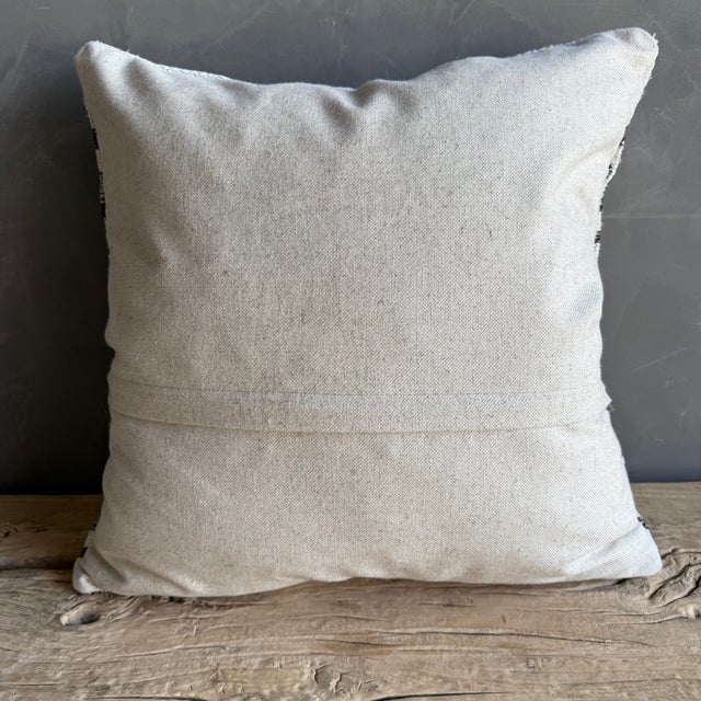 Linen Vintage Rug Pillow Cover With Stripes For Sale - Image 8 of 8