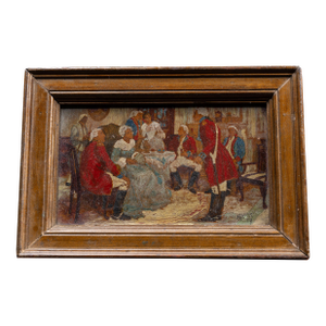 1900s Mrs. Murray Delaying the British Officers | Framed M. Hicks Oil Painting, Signed