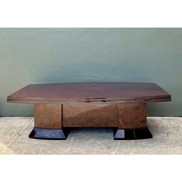 Late 20th Century Vintage Custom Deco Double Tone Burl Coffee Table For Sale - Image 5 of 18