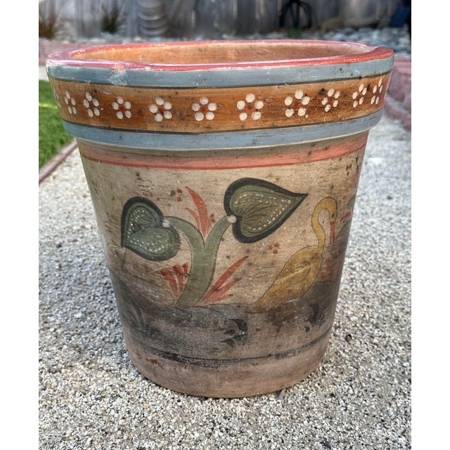 Mid-Century Modern Vintage Tonala Mexico Ceramic Large Planter Pot For Sale - Image 3 of 12
