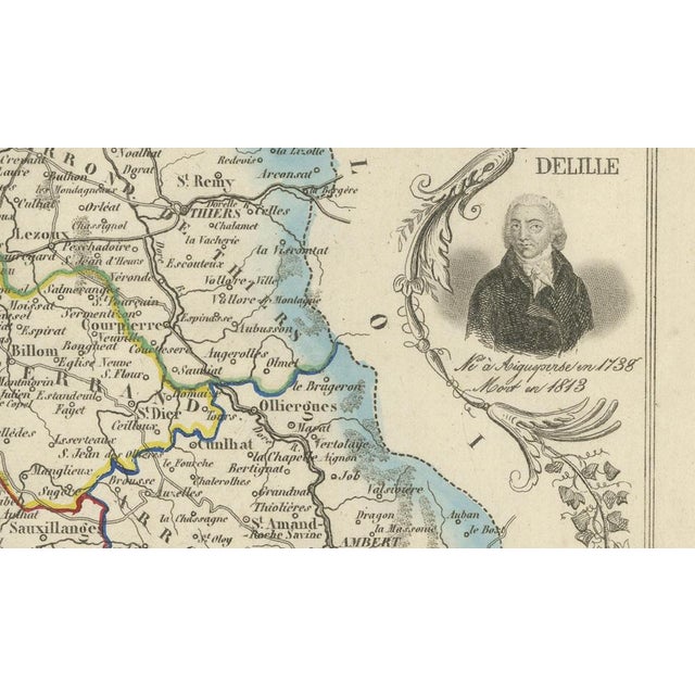 Antique Map of Puy-De-Dôme by Vuillemin, 1850 For Sale - Image 10 of 12