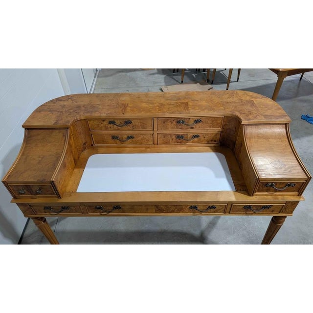 Vintage American of Martinville Burlwood Writing Desk For Sale - Image 9 of 10