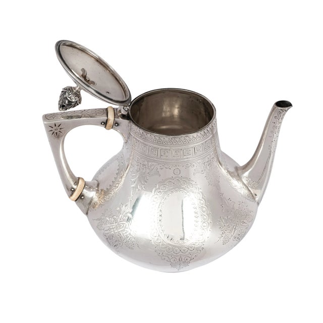1878 Antique Barnard Brothers London Aesthetic Movement Sterling Silver Tea Set- 3 Pieces For Sale In Portland, OR - Image 6 of 12