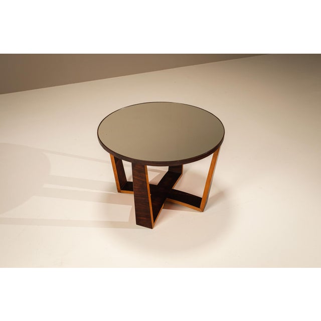 Italian Side Table with Mirrored Top and Geometrical Legs, 1940s For Sale - Image 6 of 13