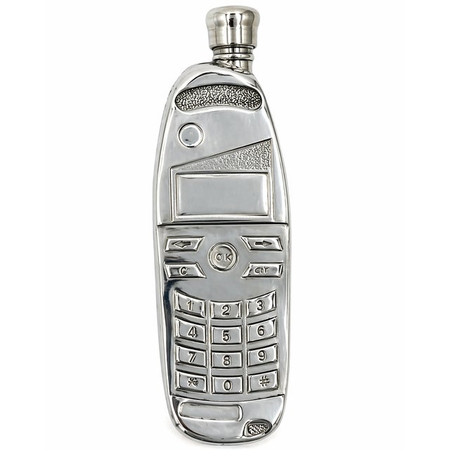 Vintage Pewter Figural Cell Phone Flask Silver Novelty Mobile Telephone For Sale - Image 10 of 11
