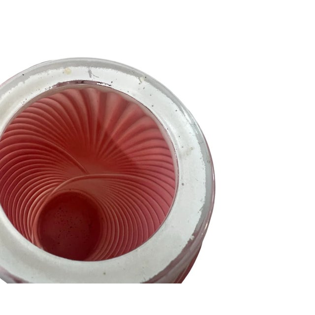 Pink Vintage Anchor Hocking Postmodern Large Ribed Pink Glass Vase 1980s Deco Drape Ribbed Accent For Sale - Image 8 of 8