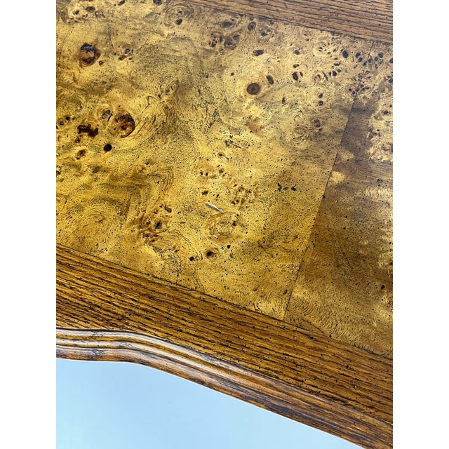 Late 20th Century Traditional Walnut & Burl Wood Serpentine Console Table For Sale - Image 14 of 15