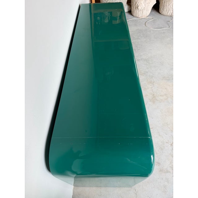 1980s Postmodern Green Lacquer Four-Door Sideboard / Credenza For Sale - Image 11 of 18