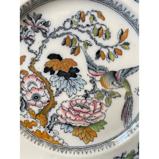 This product is an antique set of GL Ashworth Mason's Ironstone Chinoiserie Polychrome Luncheon Plates from Staffordshire,...