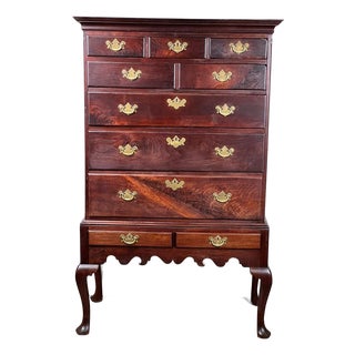 Antique Queen Anne Walnut Chest on Frame With Drake Feet Probably Irish C. Late 18th Century For Sale
