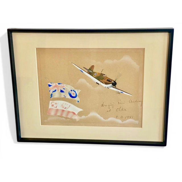 Olek, RAF Fighter Aircraft with Polish Dedication, 1941, Gouache & Watercolor on Paper For Sale - Image 11 of 11
