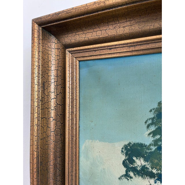 Vintage Original Large Landscape Oil Painting, Signed Countryside Art For Sale - Image 9 of 14