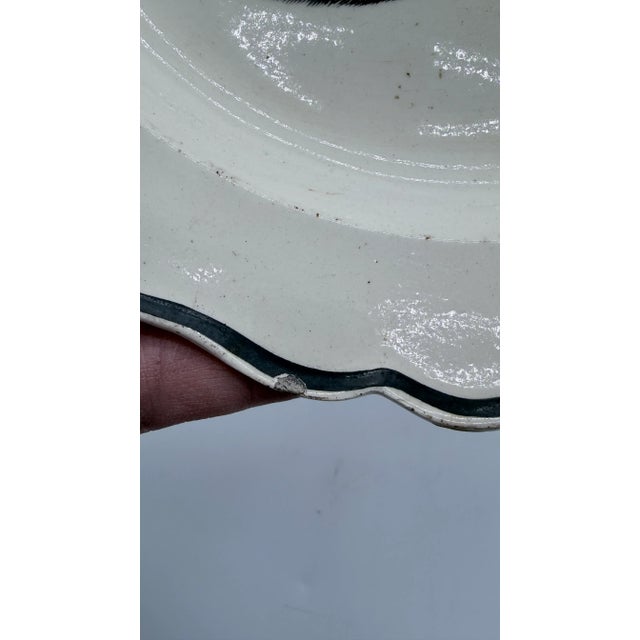 A Very Nice Antique English Liverpool Creamware Plate With Black Transfer Ship, Circa 1780's For Sale - Image 11 of 14