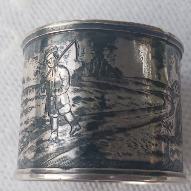 19th C. Imperial 84 Silver & Niello Napkin Ring, Gustav Nykanen For Sale - Image 4 of 10