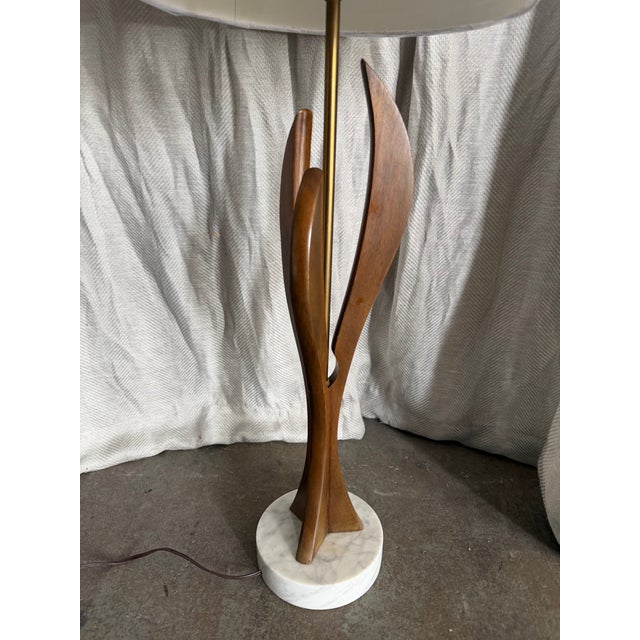 1950s 1950s Mid-Century Modern Adrian Pearsall Style Walnut & Carrara Lamp For Sale - Image 5 of 7