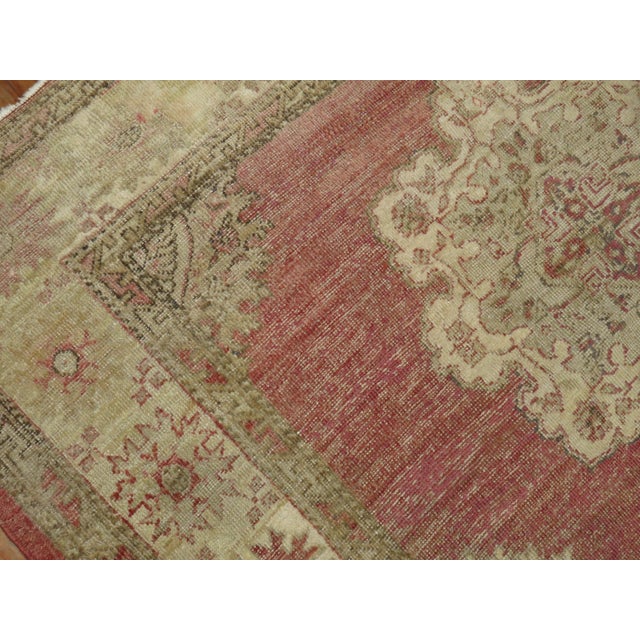 Vintage Soft Red Turkish Oushak Gallery Size Rug - 5' x 13'1" For Sale - Image 10 of 12
