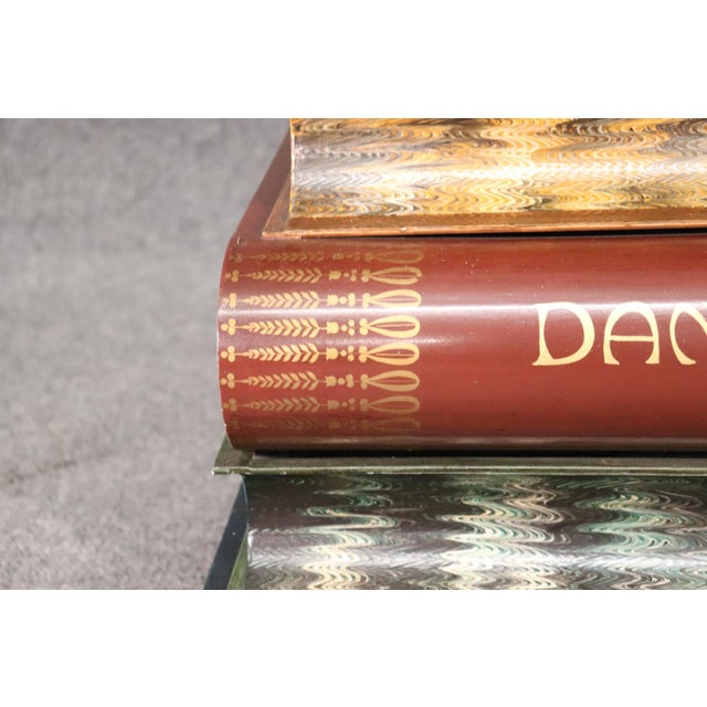 Traditional Italian Painted Tole Metal End Table Styled after Historic Literature Books For Sale - Image 3 of 13