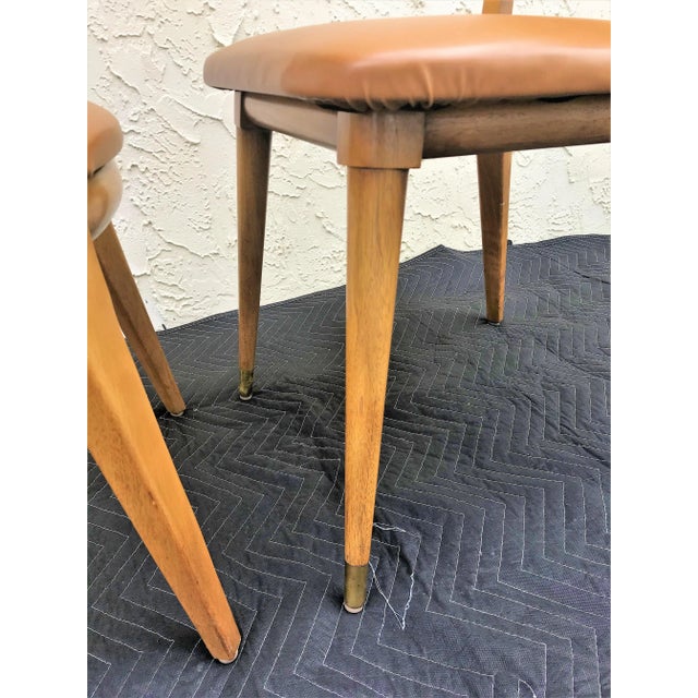 Mid 20th Century Mid-Century Modern William A. Berkey for John Widdicomb Walnut Side Chairs With Faux Leather Seats - A Pair For Sale - Image 5 of 12