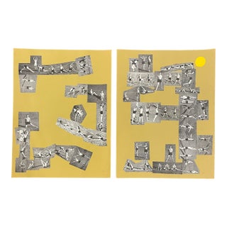 James Bone Grass Dances Diptych Collage For Sale