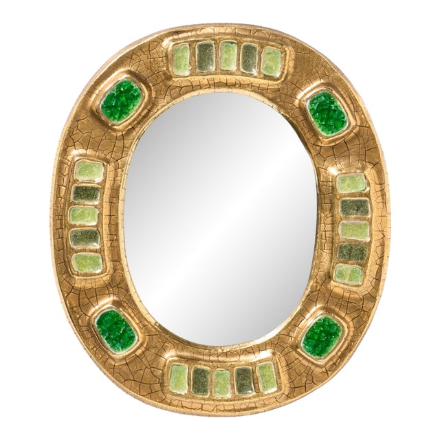 Enamel Ceramic MIrror by Mithe Espelt - 1960s. For Sale