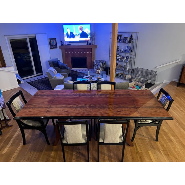 1980s Imported Giorgio Collection Mahogany Dining Table With 6 Chairs - Set of 9 For Sale - Image 11 of 12