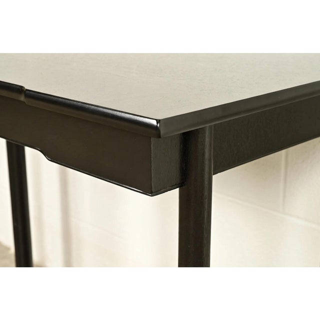 Wood John Widdicomb Mid-Century Modern Hollywood Regency Black Lacquer and Brass Console Table, Newly Refinished For Sale - Image 7 of 9