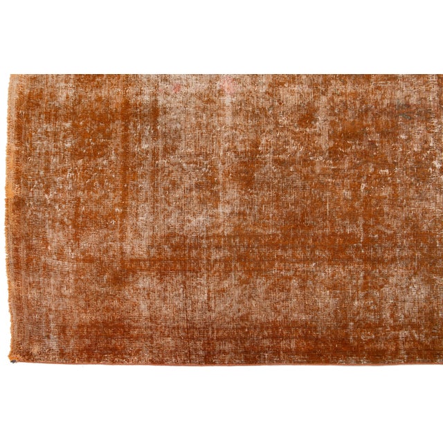 Textile Antique Room Size Orange Wool Rug Persian Overdyed With Allover Pattern For Sale - Image 7 of 11