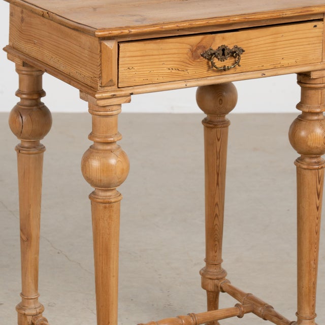 Early 20th Century Small Danish Pine Side Table With Drawer For Sale - Image 10 of 14