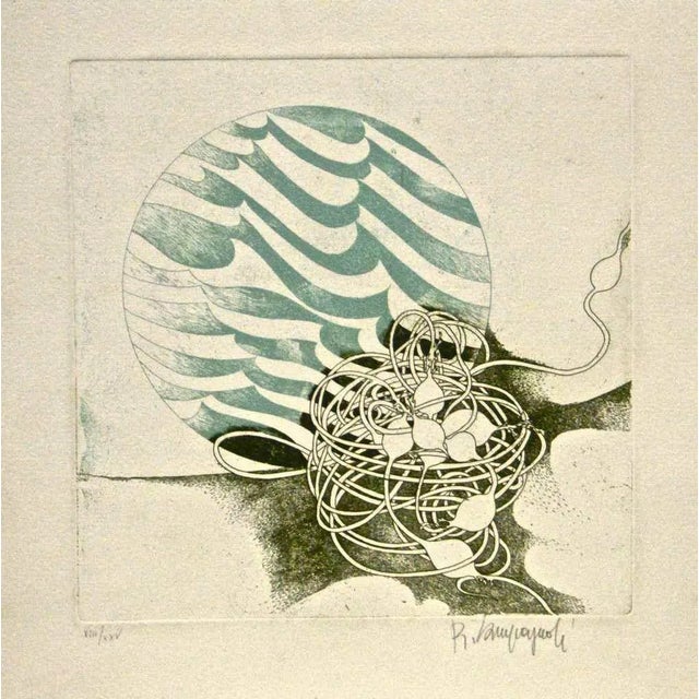 Composition - Original Etching on Paper by Romano Campagnoli - 1980s 1980s For Sale