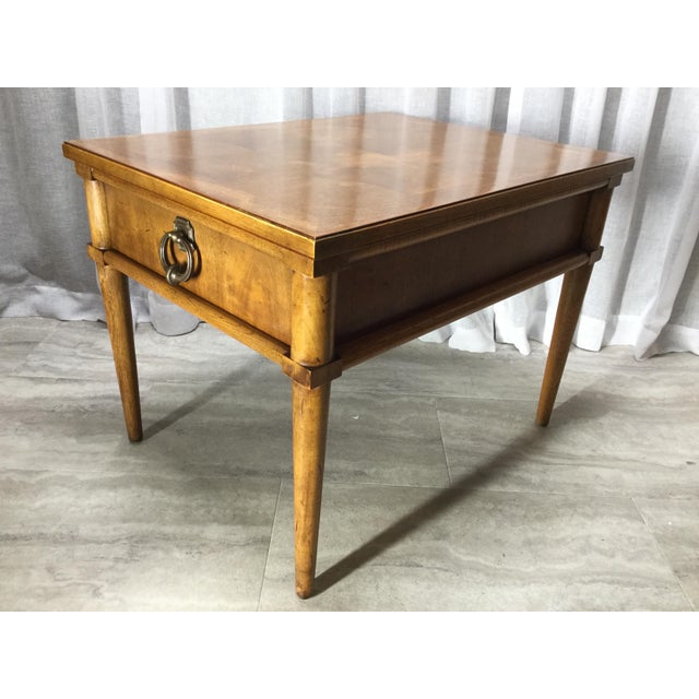 Thomasville Oak Parquet Mid Century Modern Side Table Chairish