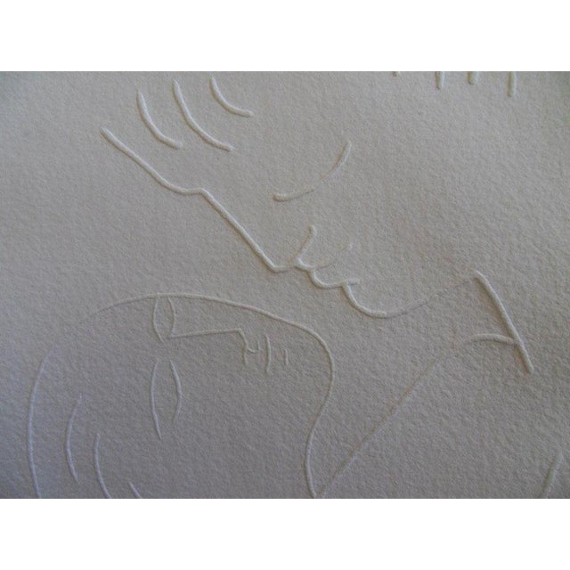 Jean Cocteau (1889-1963) (after) Loving Couple Wood engraving by embossing Signed in the plate On paper from Moulin de...